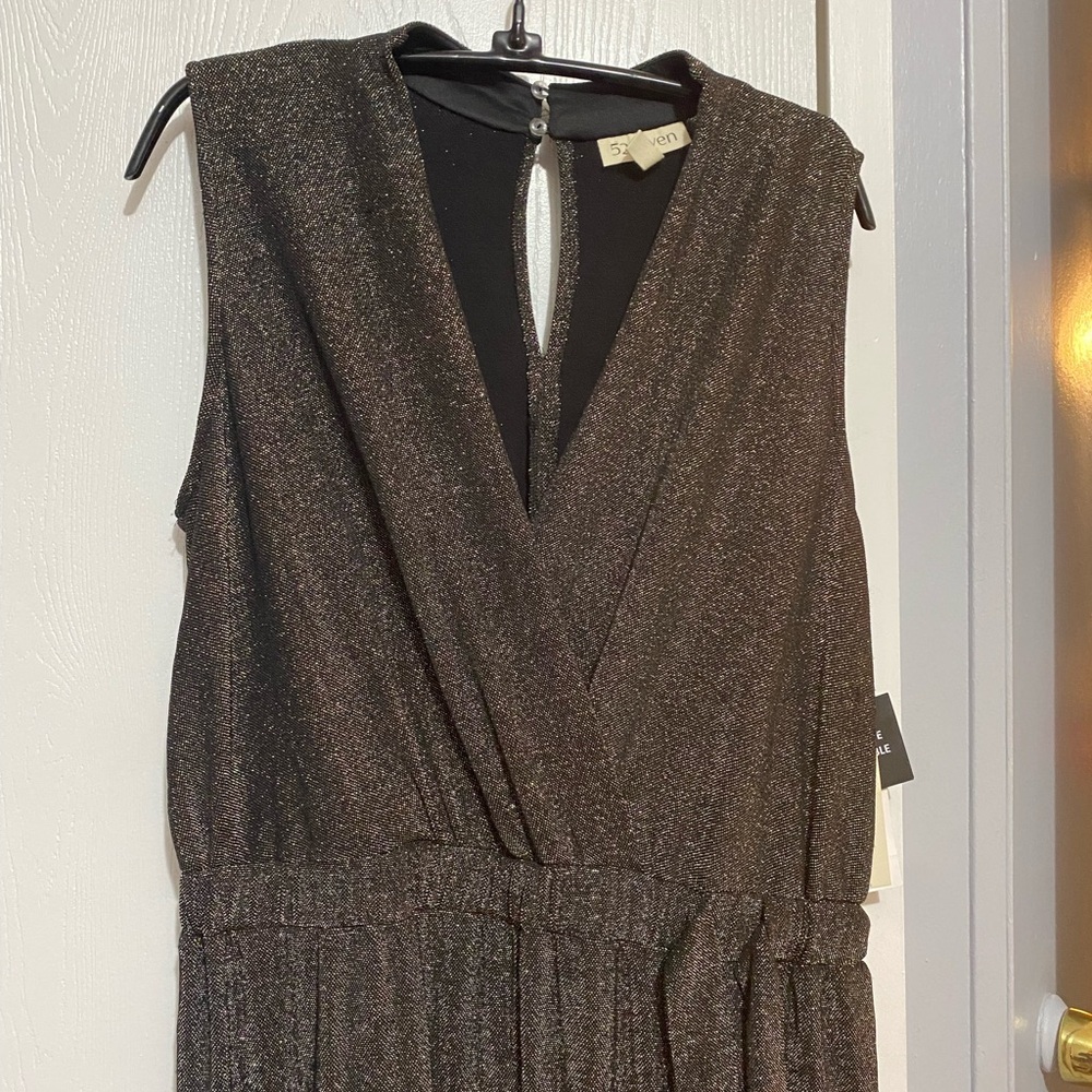 NWT 52seven Women’s Large Jumpsuit Black Gold Sparkle